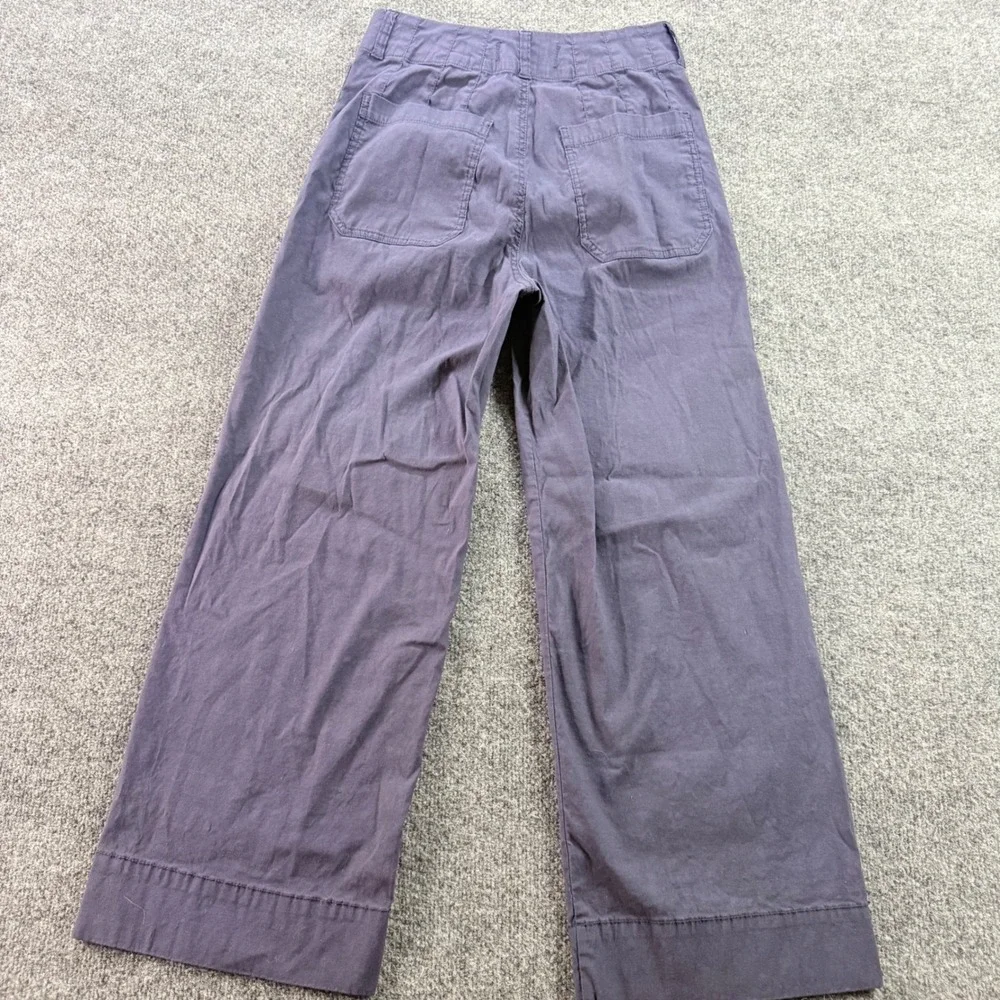 Anthropologie Wide Leg Pants Linen Blend Utility Patch Pocket Navy Blue 28 Women